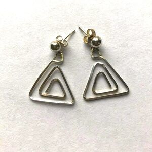 Handmade Sterling Wire Triangles Earrings